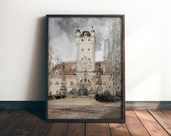 VINTAGE OIL PAINTING - Antique Architecture Art