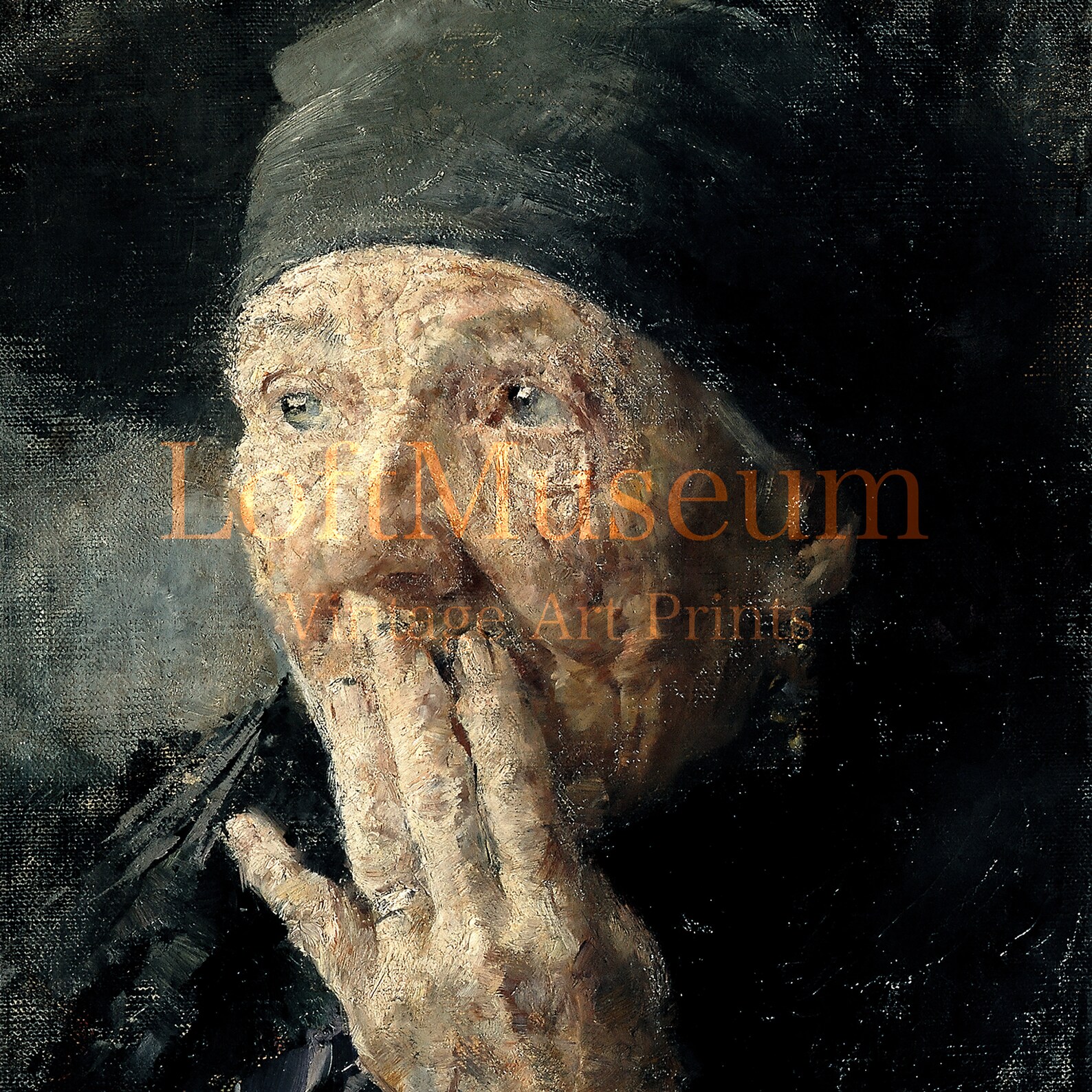 Caroline Kubin 18601945 Vintage Old Woman Portrait Oil Painting