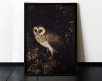 VINTAGE OWL ART - Antique Framed Decor