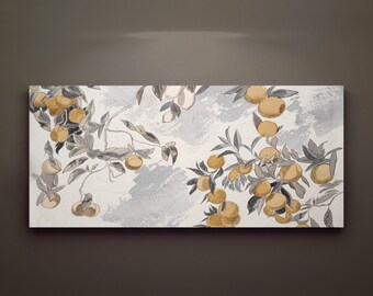 Clementine Canvas Art • Vintage Wide Wall Art • Fruit Painting • Horizontal Wall Art • Kitchen Wall Decor [WC30]