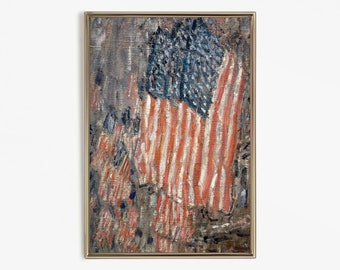 AMERIKANSK FLAGGKONST - Patriotisk vintageväggdekoration