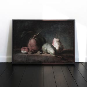 VINTAGE FRUIT ART - Still Life with Pears for Rustic Kitchen Decor