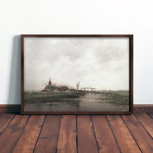 VINTAGE LANDSCAPE PAINTING - Antique Farmhouse Wall Art