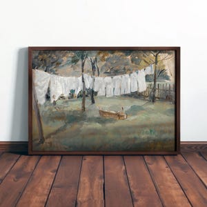 Vintage Laundry Room Painting: Farmhouse European Wall Art