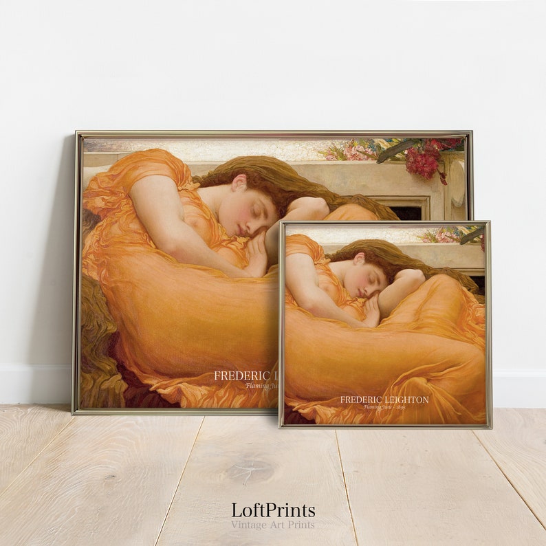 Frederic leighton flaming june print vintage female etsy