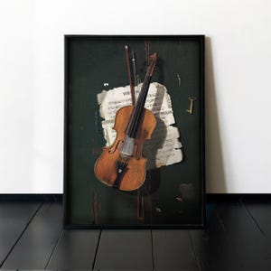 VINTAGE VIOLIN ART - Framed Music Painting