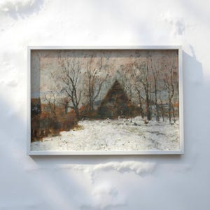 RUSTIC WINTER ART - Antique Snowy Landscape Decor