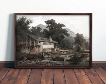 VINTAGE LANDSCAPE ART - Rustic Farmhouse Decor