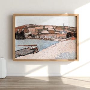 Landscape Wall Art, Tranquil Nature Drawing, Serene Mountain And Forest Scene Home Decor #SS76