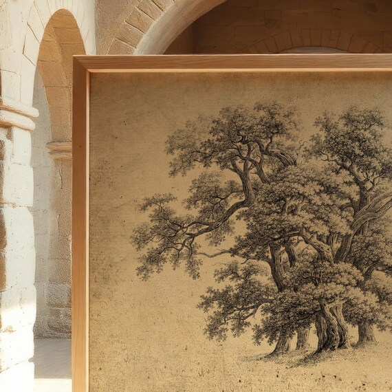 アンティークな木の絵 – 自然をモチーフにした素朴なインテリアに