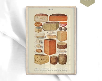 ANTIQUE CHEESE ART - Framed Kitchen Decor