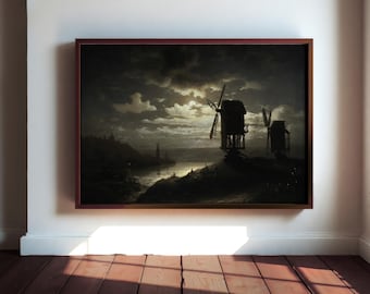Night Landscape Wall Art – Moody Moonlit Scene for Elegant, Calm & Relaxing Home Decor #LS16
