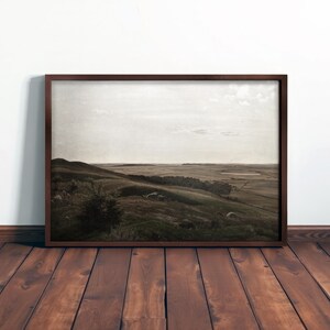 Vintage Landscape Painting  Farmhouse Wall Art for Cozy Home Décor