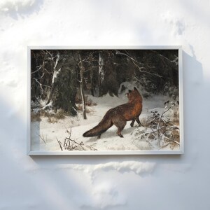 VINTAGE DEER ART - Framed Winter Painting