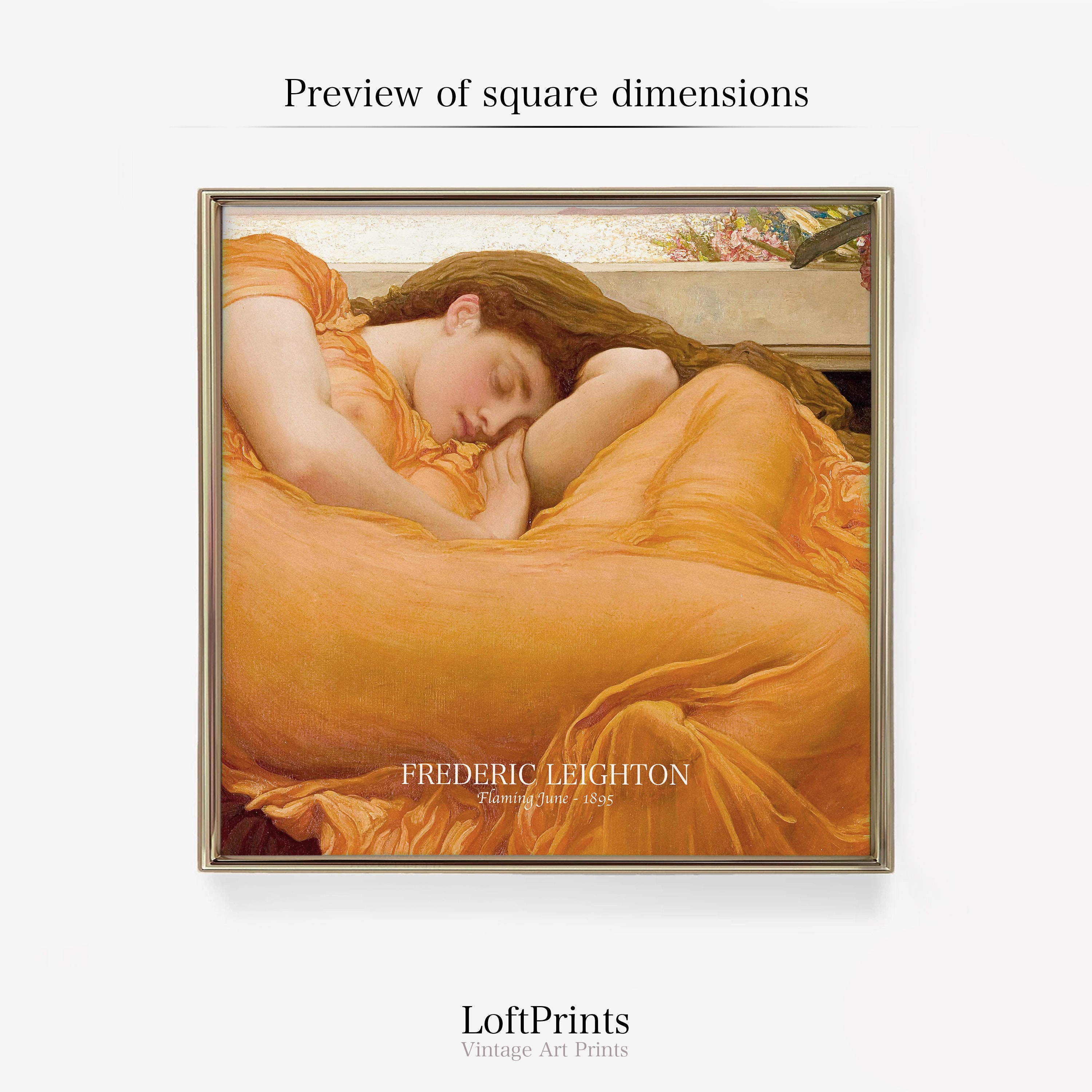 Frederic leighton flaming june print vintage female etsy