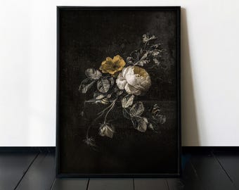 VINTAGE ROSE ART - Dark Floral Decor