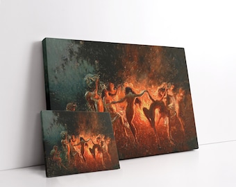 VINTAGE ART CANVAS - Nymphs Fire Dance Painting