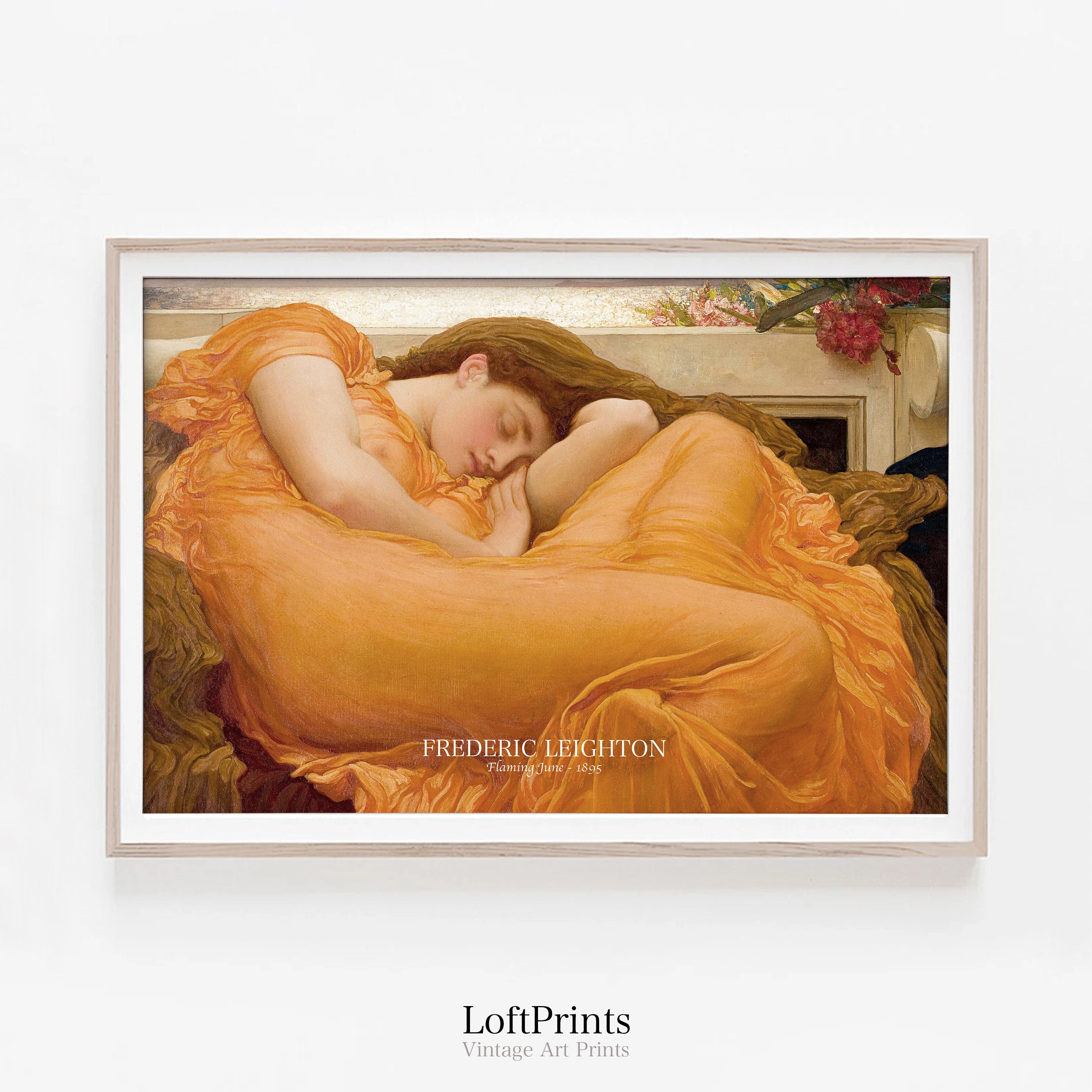 Frederic leighton flaming june print vintage female etsy