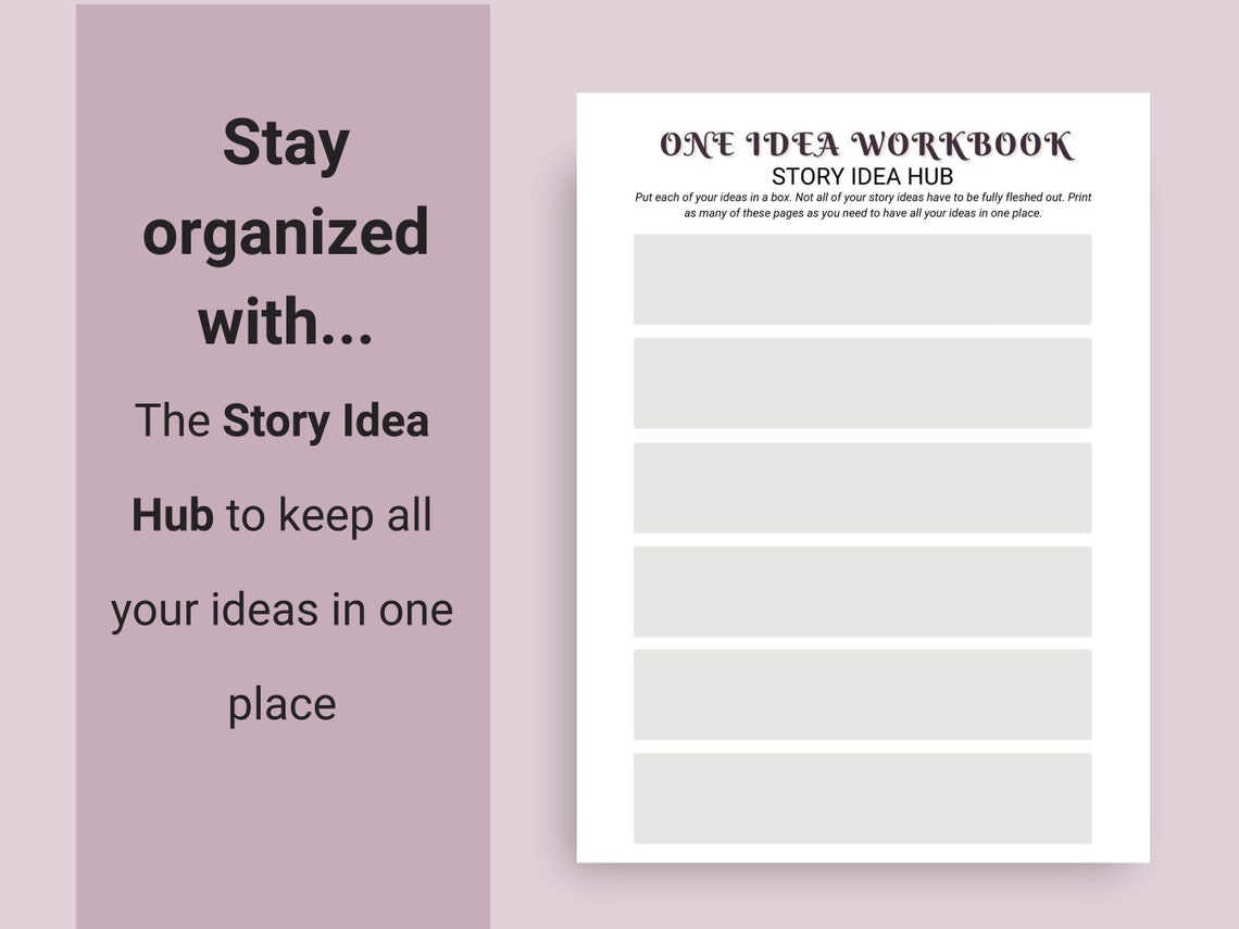 Story Ideas Novel Planner Printable Fiction Novel Worksheet - Etsy