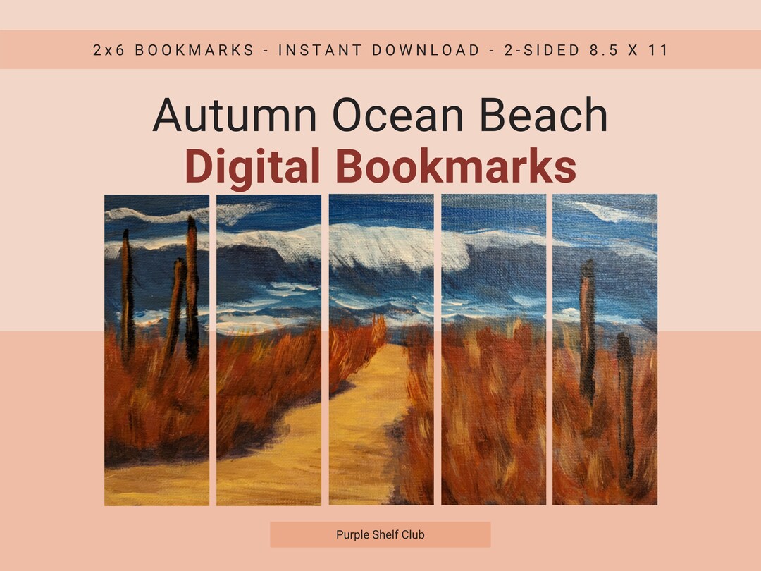 Ocean Beach Digital Bookmarks Ocean Lover Fall Beach Theme Etsy
