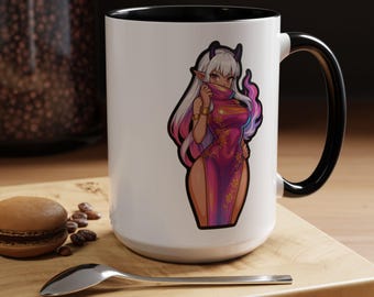Anime Waifu Accent Coffee Mug, Anime Mug, Gift for Anime Lovers, Coffee Lovers Mug, Birthday Mug, Decoration, Waifu Senpai Girl Drinkware