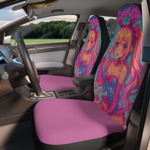 Anime Candy Autositzbezüge, lustiges Dekor für Autobegeisterte, süßes Geschenk für Fahrer, Mädchen-Autozubehör, Waifu Bunny Girl Candy JDM