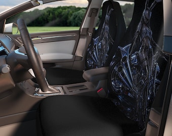 Dark Biker Rabbit Anime Car Seat Covers | Gothic Biker Skull, Motorcycle Creepy Scary JDM Car Girl Kawaii Waifu Car Decor