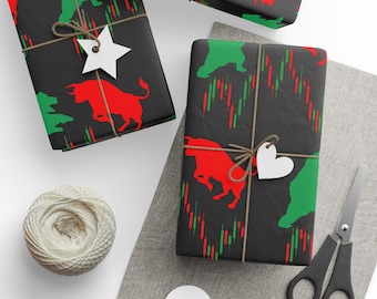 Bear Vs Bull Wrapping Paper, Gift Wrap, Christmas, Birthday, Unique Gift Packaging, Celebrate with Style, Day Trader Stock Market Broker