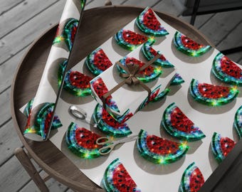 Disco Watermelon Wrapping Paper | Ideal for Summer Celebrations, Birthdays, and Gift Wrapping | Watermelon Print, Y2K Sparkle Wrap