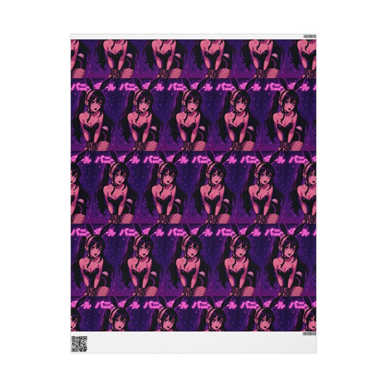 Waifu Anime Gift Wrapping Paper, Stylish Wrapping Sheets for Birthdays, Holidays, Parties, Unique Gift Wrap, Bunny Girl JDM Paper image 7
