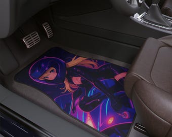 Anime Moto Car Floor Mat 1 PC, Stylish Auto Accessory for Car Enthusiasts, Unique Vehicle Decor, Anime Waifu Motorcycle JDM Car Girl Decor