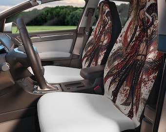 Ninja Warrior Girl-autostoelhoezen | Gothic Anime Blood Moon, Kawaii Waifu Senpai Ninja Dragon Car Girl JDM Car Decor