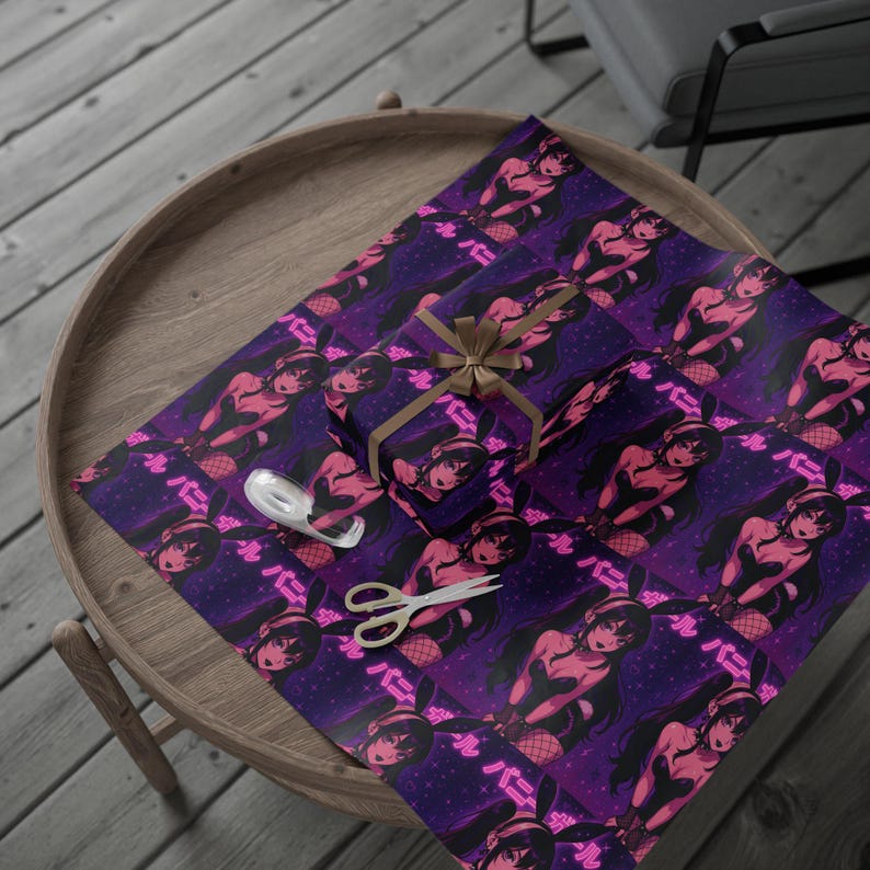 Waifu Anime Gift Wrapping Paper, Stylish Wrapping Sheets for Birthdays, Holidays, Parties, Unique Gift Wrap, Bunny Girl JDM Paper image 10
