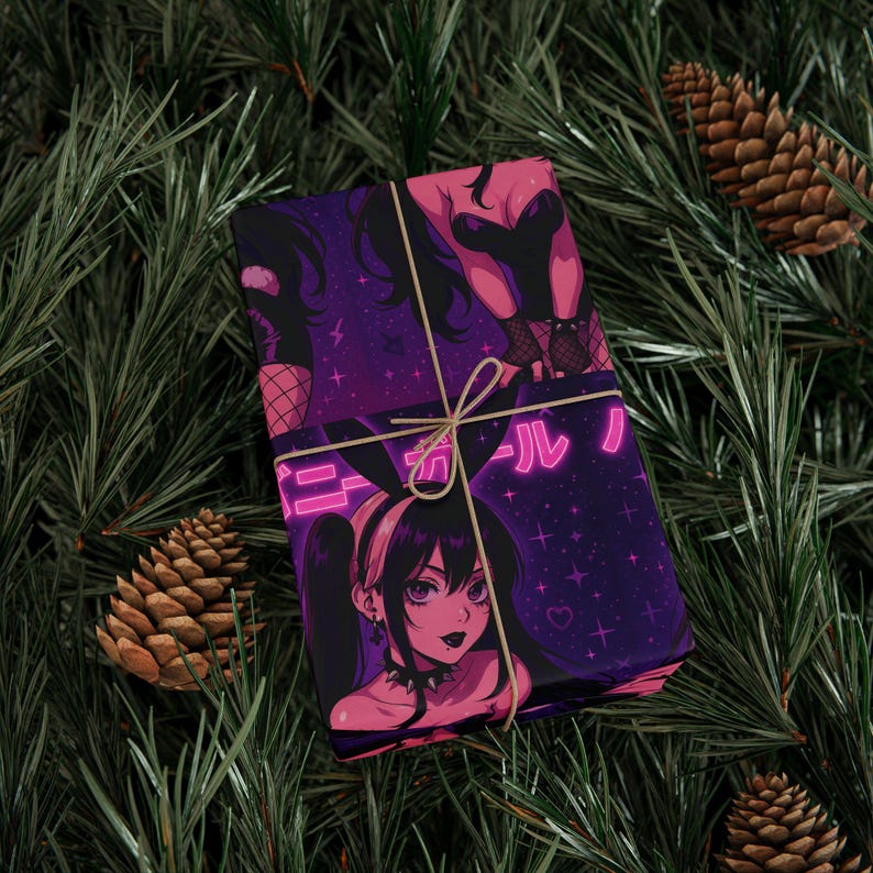 Waifu Anime Gift Wrapping Paper, Stylish Wrapping Sheets for Birthdays, Holidays, Parties, Unique Gift Wrap, Bunny Girl JDM Paper image 5