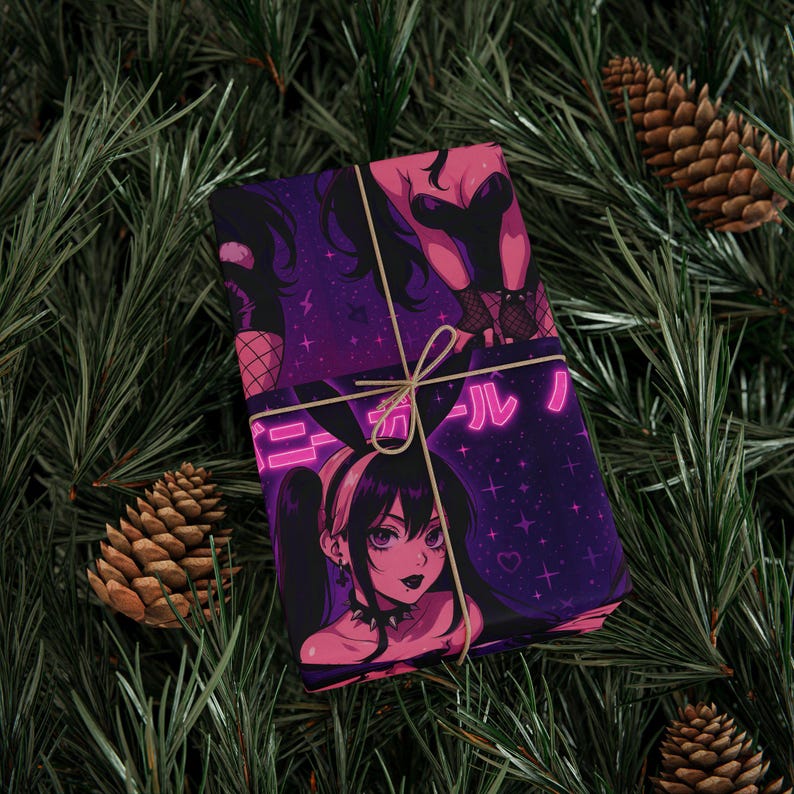 Waifu Anime Gift Wrapping Paper, Stylish Wrapping Sheets for Birthdays, Holidays, Parties, Unique Gift Wrap, Bunny Girl JDM Paper image 11
