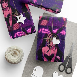 Waifu Anime Gift Wrapping Paper, Stylish Wrapping Sheets for Birthdays, Holidays, Parties, Unique Gift Wrap, Bunny Girl JDM Paper image 4