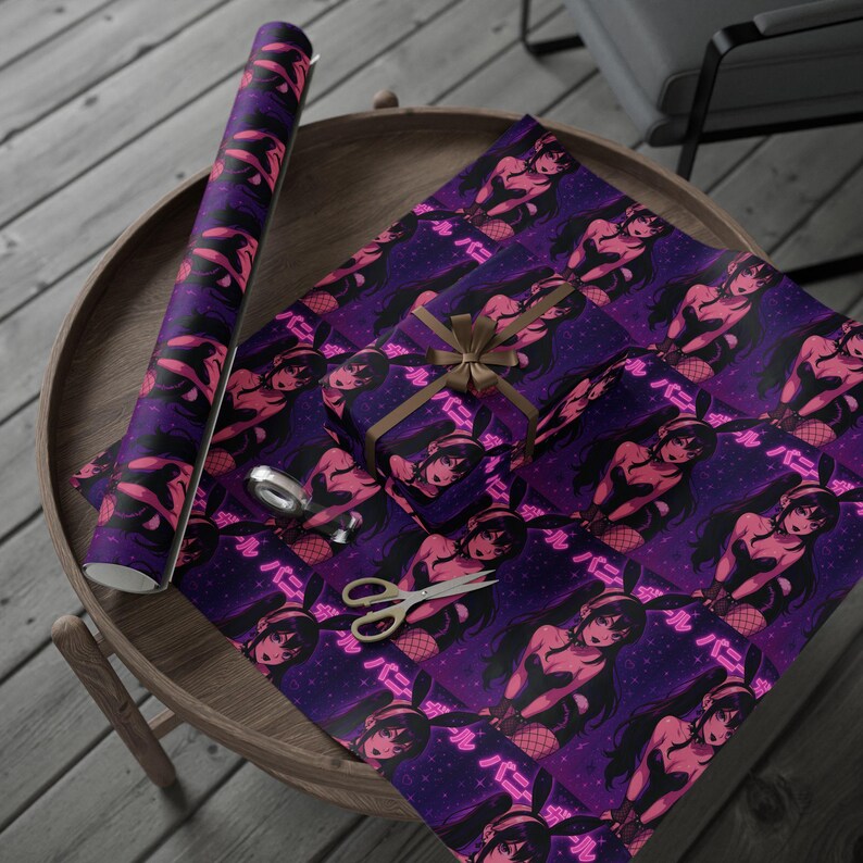 Waifu Anime Gift Wrapping Paper, Stylish Wrapping Sheets for Birthdays, Holidays, Parties, Unique Gift Wrap, Bunny Girl JDM Paper image 16