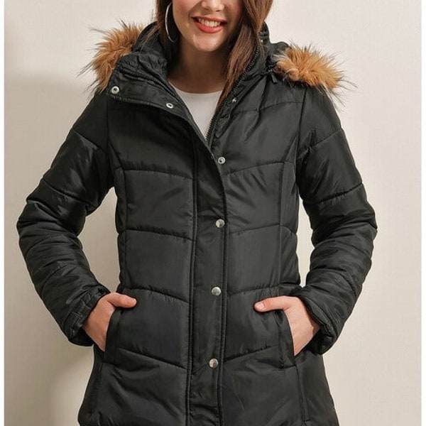 Damen-Winter Regenjacke mit Fellkapuze