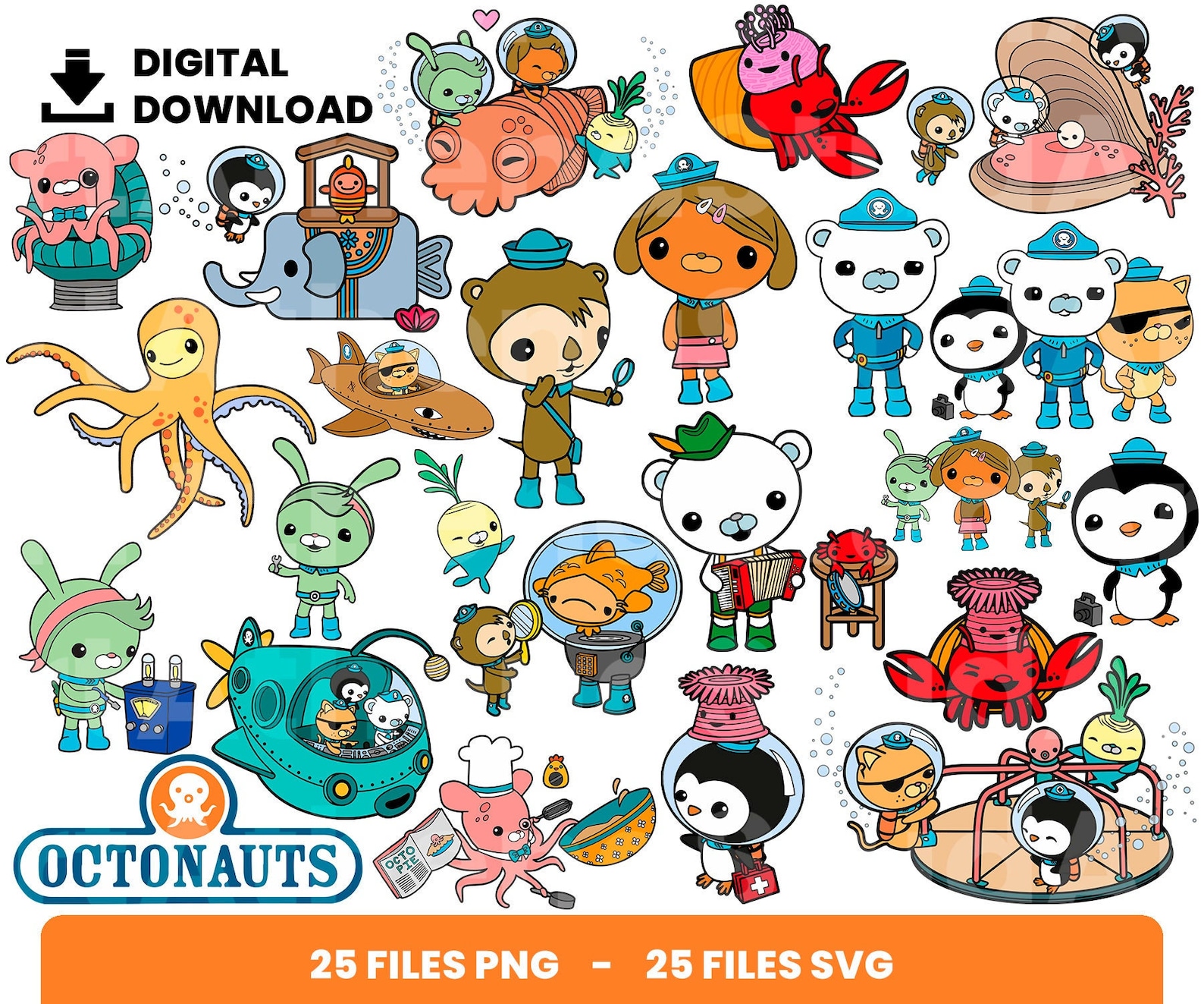 25 Clipart Bundle Layered Svg Octonauts Svg Bundle Etsy Finland