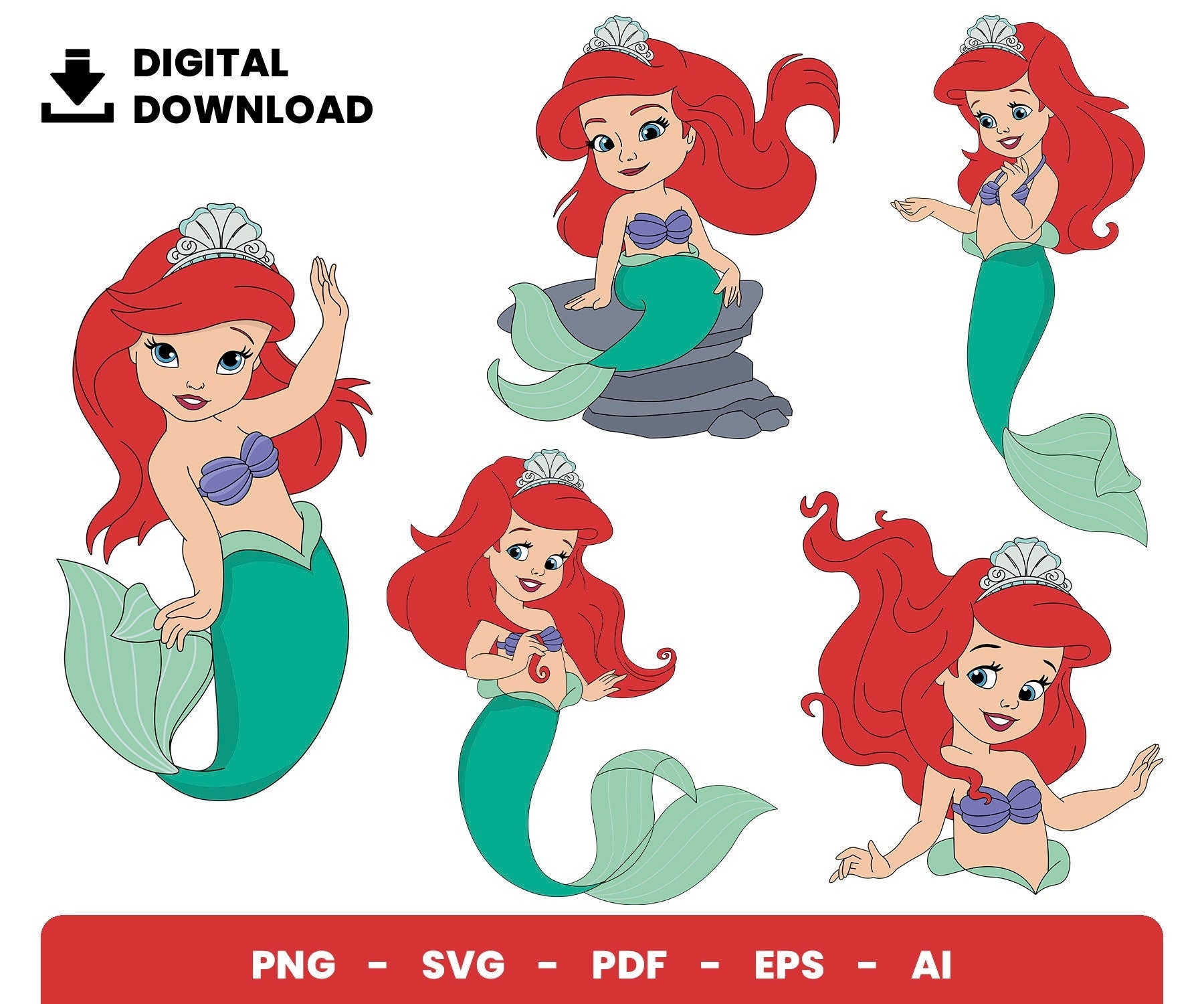 Baby Ariel Svg, Little Mermaid Svg, Disney Princess Svg, Cricut ...
