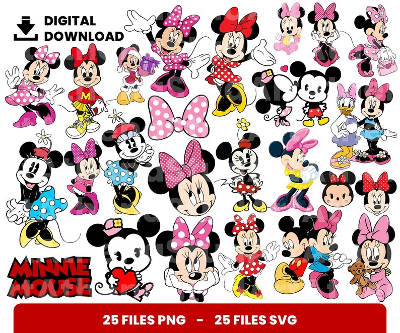 25 Clipart Minnie Mouse SVG Minnie Mouse Raton Digital - Etsy