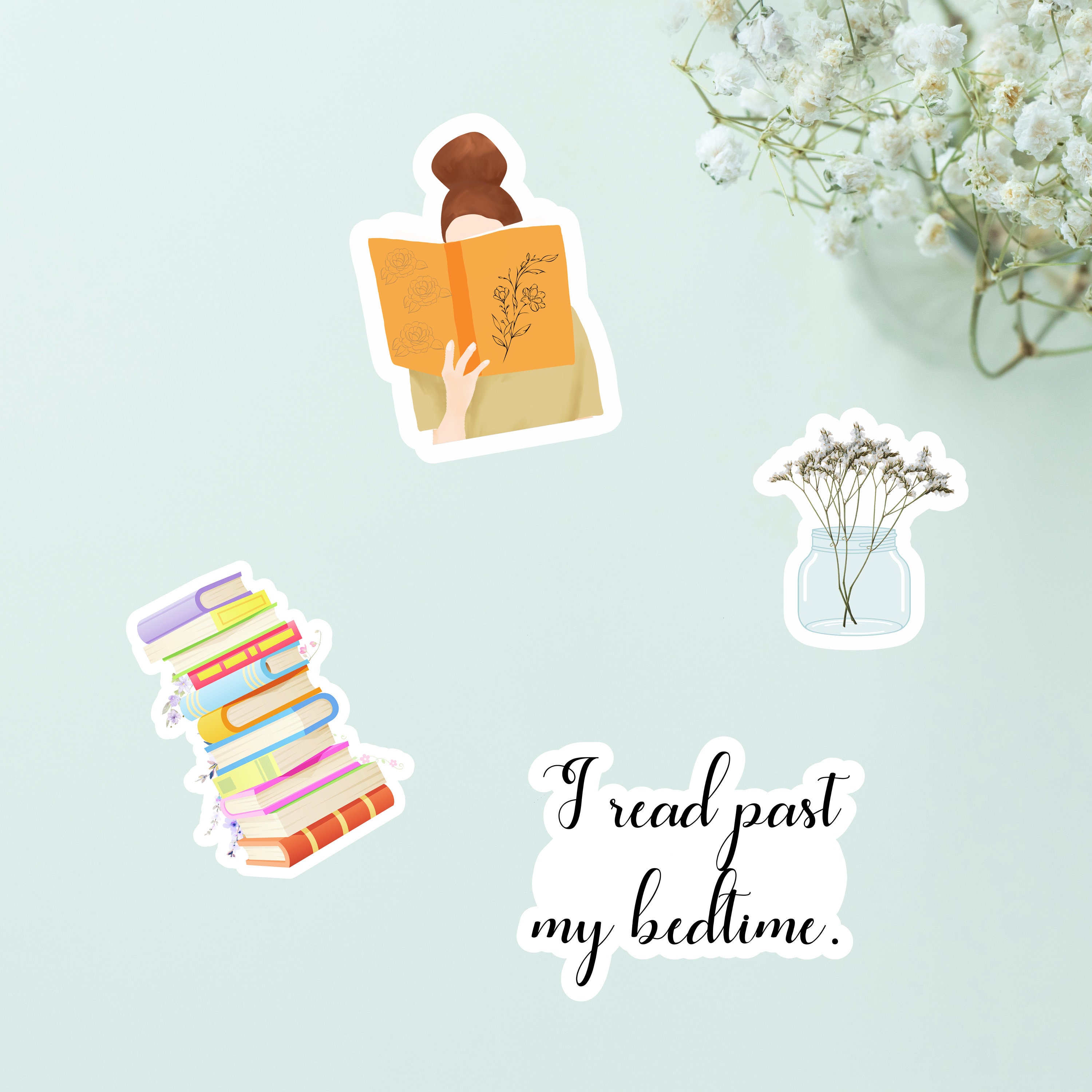 Handmade Reading Stickers With Books And Plants – LETTOOn