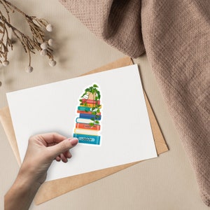 Stack of books with Plant sticker, Bookish Sticker, Water bottle sticker, Witchy sticker