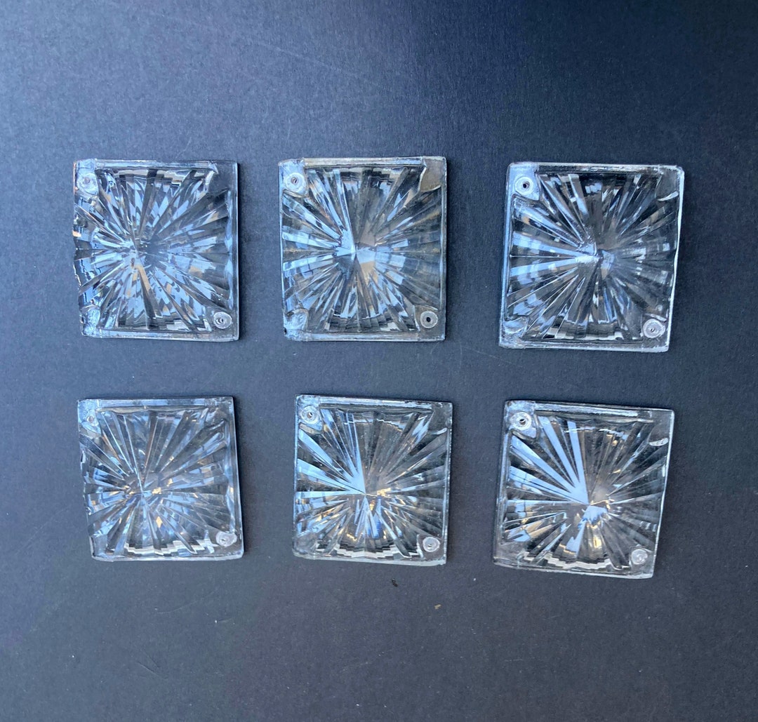 Vintage Clear Glass Squares Set of 6 Pieces Etsy