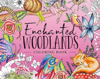 Bosques encantados (libro impreso) Una caprichosa aventura para colorear - Libro para colorear dibujado a mano para adultos