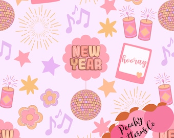 Happy New Years Girls Seamless design, fabric seamless design, New Years fabric prints,  2023 fabric patterns, seamless digital file