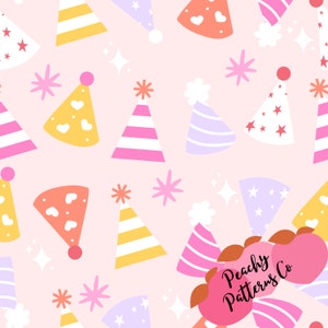 Party Hats Birthday Seamless file, Birthday Fabric, Bday girl Fabric, Birthday Cake, Birthday Cupcake Candle Fabric, Birthday Seamless File