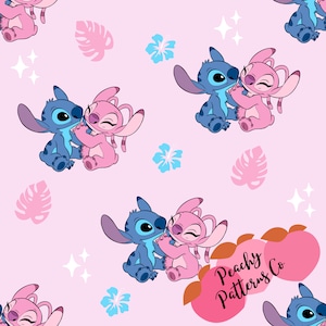 Lilo and Stitch seamless design, fabric seamless design, stitch patterns, seamless digital file, retro seamless