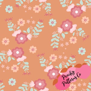 Design floral sans couture, design sans tissu, impressions de tissu floral, patters en tissu, fichier numérique sans couture, fichier rétro sans couture