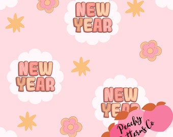 Happy New Years Girls Seamless design, fabric seamless design, New Years fabric prints,  2023 fabric patterns, seamless digital file